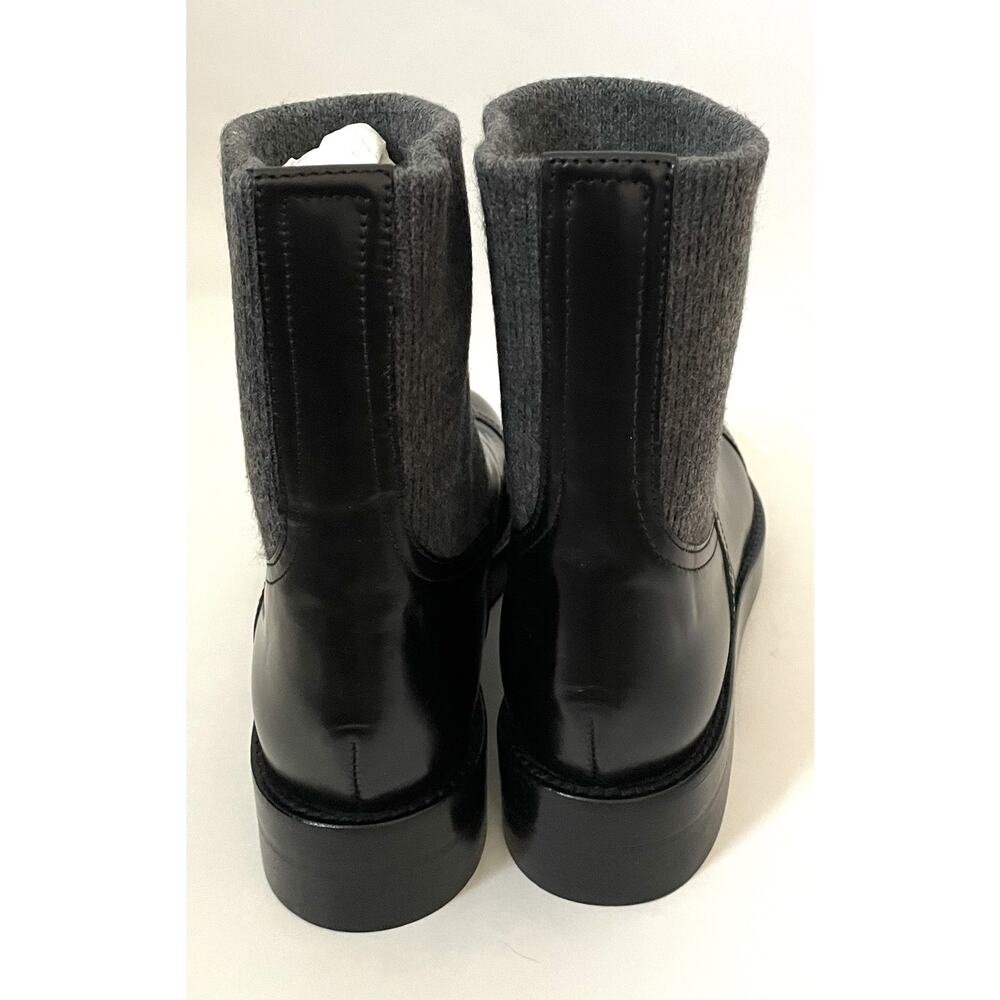 J. Crew Italian Leather Rib Cut Off Boots Black Size 7 NEW - Picture 5 of 8